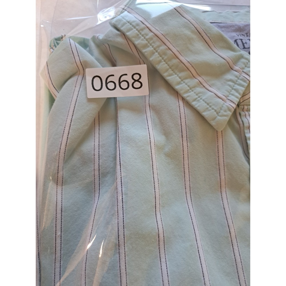 American Eagle Mens Vintage Fit Striped Button Down Shirt Mint Green Small 0668 - Picture 11 of 11
